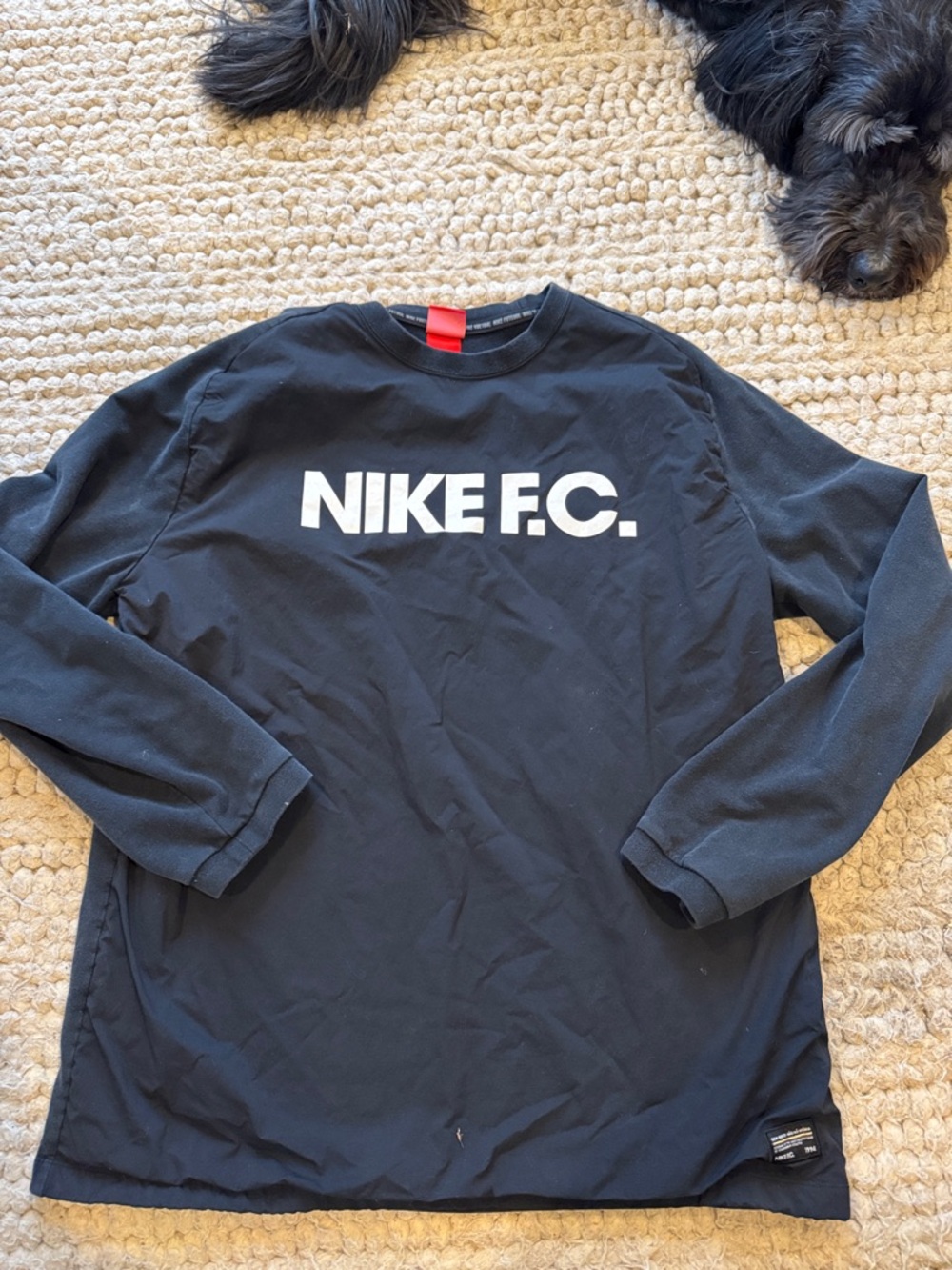 Nike Black Long Sleeve NIKE F.C. Logo sweatshirt XL 1994‎ vintage